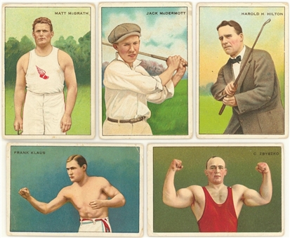 1912 T227 Miners Extra "Series of Champions" Collection (5 Different) Including Two Golfers!